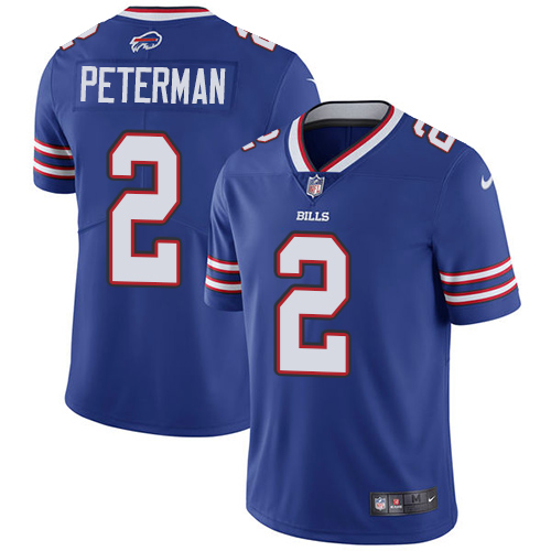 Nike Bills #2 Nathan Peterman Royal Blue Team Color Men's Stitched NFL Vapor Untouchable Limited Jersey